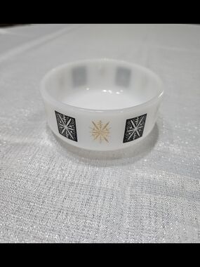 Federal Glass Atomic Starburst Milk Glass Bowl